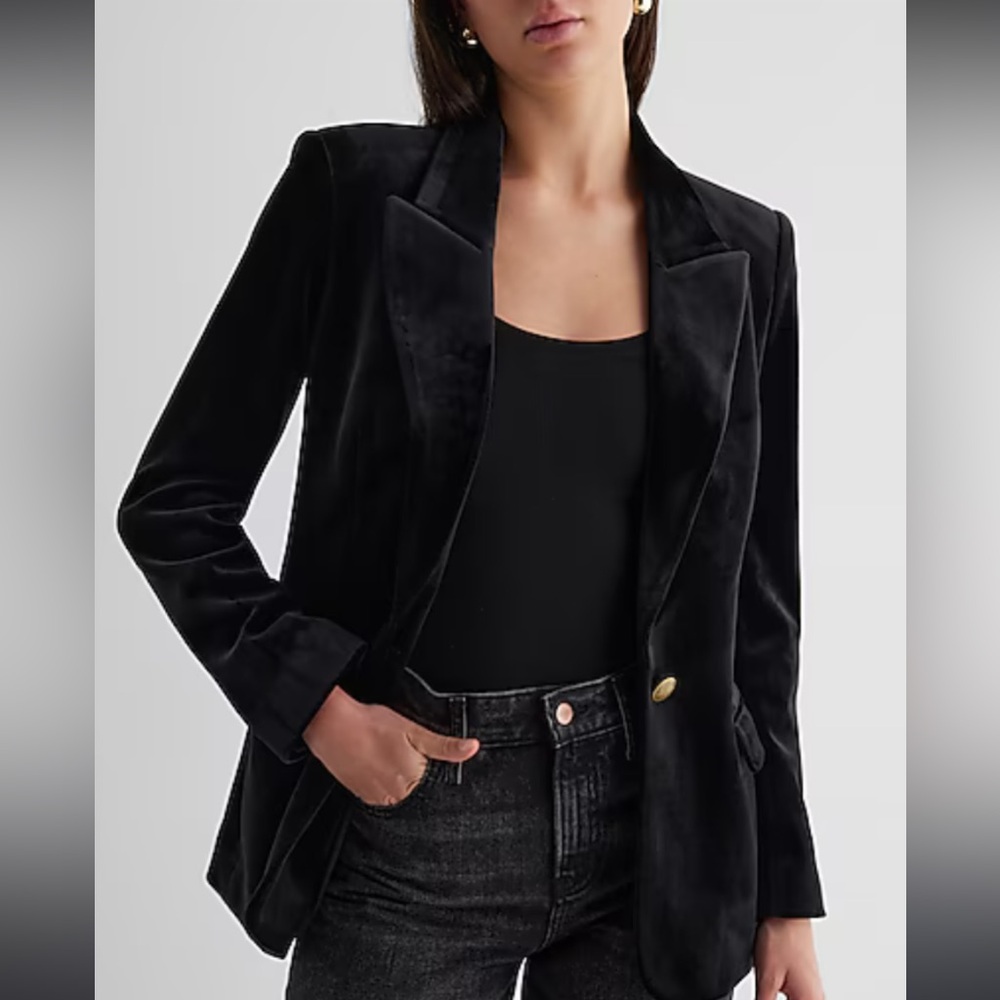 Black Velvet Blazer - Express
